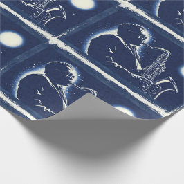 Papel De Presente Toca Saxofone de Jazz Blues Art Pop Músico Notas M