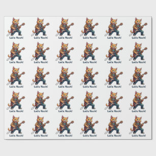 Papel De Presente Toca violão gato laranja