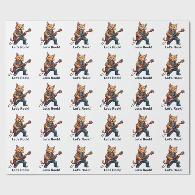 Papel De Presente Toca violão gato laranja (Aberto)