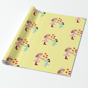 Papel De Presente Todas as Crianças Precisam de Amor:  Amarelo Claro