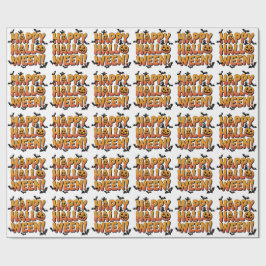 Papel De Presente Todo Grande Halloween Começa com um Sorriso e uma