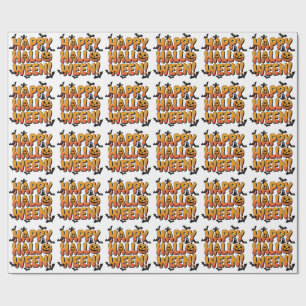 Papel De Presente Todo Grande Halloween Começa com um Sorriso e uma