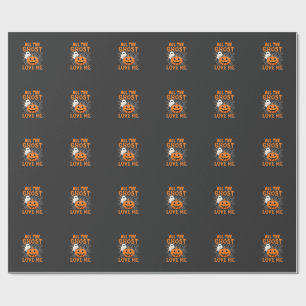 Papel De Presente Todo o Fantasma Me Ama Design de Halloween_1