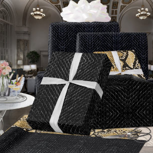 Papel De Presente Todos os Snakeskin Exóticos de Viper Preto