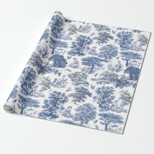 Papel De Presente Toile Clássica Rustic Blue Country