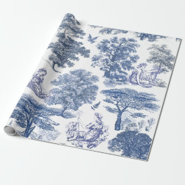Papel De Presente Toile Clássica Rustic Blue Country