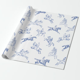 Papel De Presente Toile Clássica Rustic Blue Horses