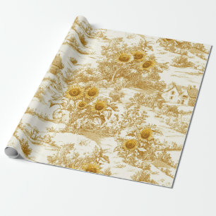 Papel De Presente Toile Cottagecore Girassol Campo (7)