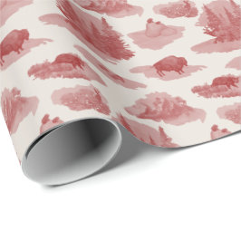 Papel De Presente Toile de Animais das Montanhas Rochosas (Vermelho