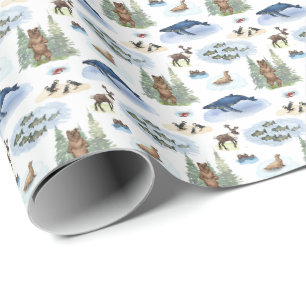 Papel De Presente Toile de Animais do Alasca (Cores Originais)