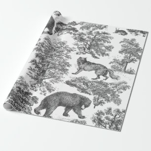 Papel De Presente Toile de Cinzas Russas Clássica Elegante