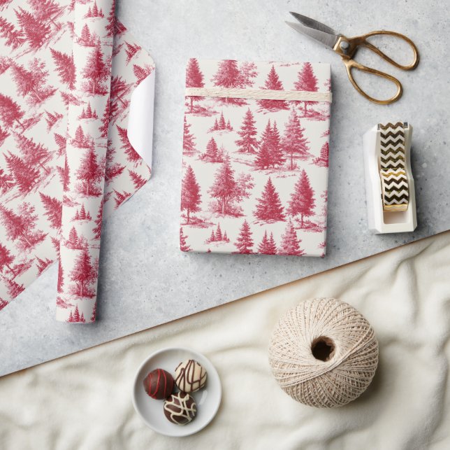 Papel De Presente Toile de Natal vermelha (Artesanato)