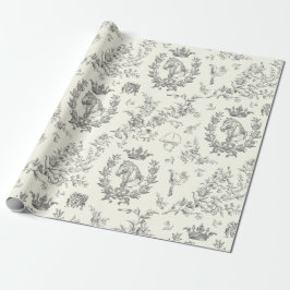Papel De Presente Toile Equestre Branco-Branco-Chic Elegante Clássic