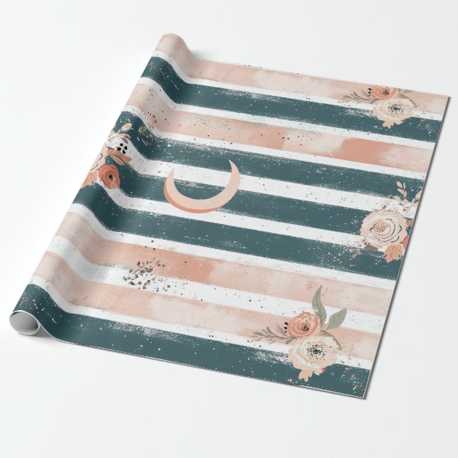 Papel De Presente Tom cósmico da Terra Tom Listra com Lua Tribal (Desenrolado)