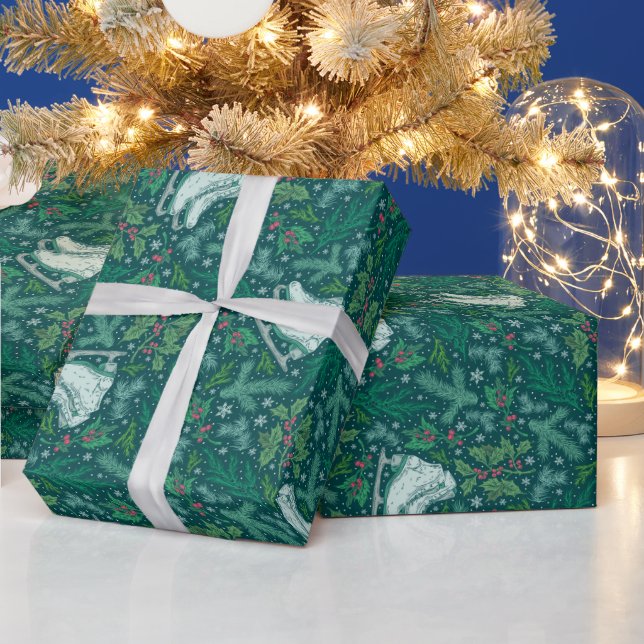 Papel De Presente Tomadas de gelo, flocos de neve e festas de invern (Feriados)