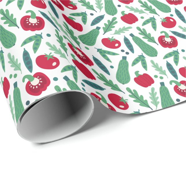 Papel De Presente Tomate e Pepino — Padrão Vegetal (Ponta do rolo)