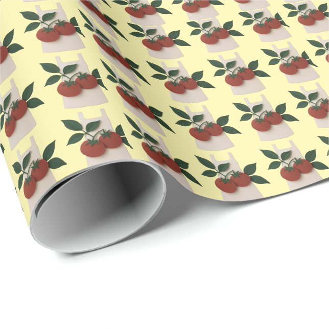 Papel De Presente Tomato Garden Kitchen Gift Wrapping Paper (Ponta do rolo)