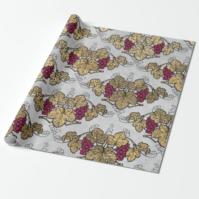 Papel De Presente Tonal vinho e ameixa Borgonha tema dourado (Desenrolado)