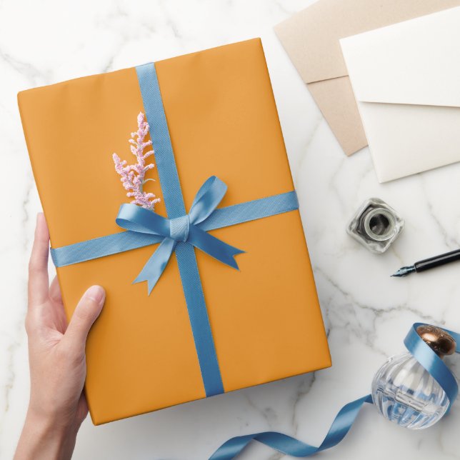 Papel De Presente Tonalidade Cor Laranja Brilho da Colheita Simples (Presentear)