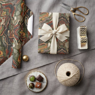 Papel De Presente Tonalidade Terra Mármore Remoinho