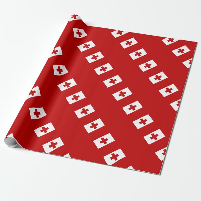 Papel De Presente Tonga Island Flag Red Cross (Desenrolado)