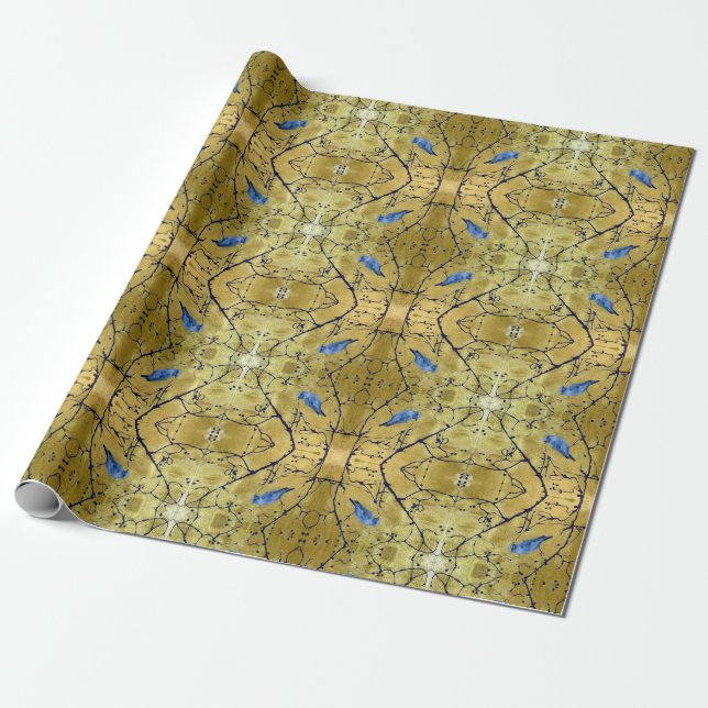 Papel De Presente Tonkinson - Bluebird ii gold gift wrap Cadeaupapie (Desenrolado)