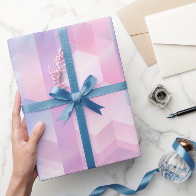 Papel De Presente Tono Pastel Rosa Azul Sonho Fade Branco Padrão Abs (Presentear)
