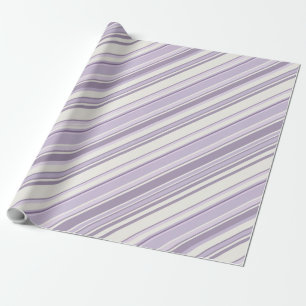 Papel De Presente Tons de Lavanda Suaves Listras de Marfim