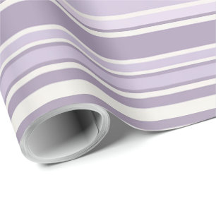 Papel De Presente Tons de Lavanda Suaves Listras de Marfim