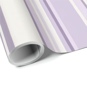 Papel De Presente Tons de Lavanda Suaves Listras de Marfim