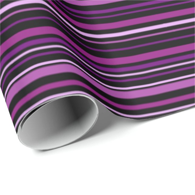 Papel De Presente Tons de Roxo e Listras Pretas (Ponta do rolo)