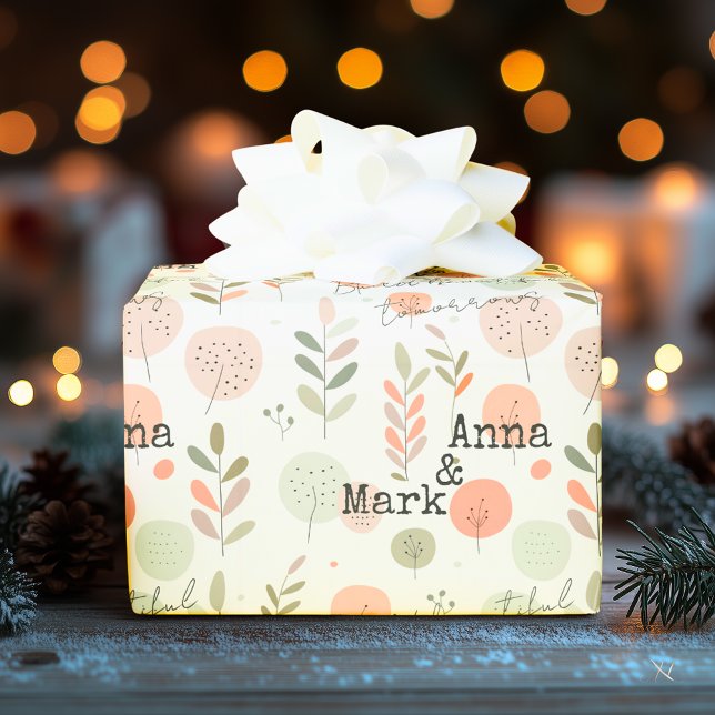 Papel De Presente Tons pastel de rosa e verde e motivos modernos  (Criador carregado)