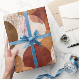 Papel De Presente Tons Terracota Boho Padrão Geométrico Terra