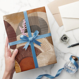 Papel De Presente Tons Terrosos Boho Padrão Geométrico Terracota