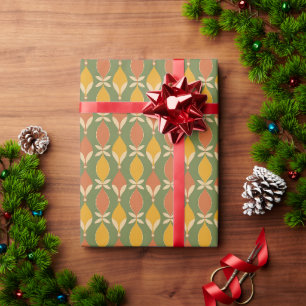 Papel De Presente Tons Terrosos Moderno de Meados do Século Padrão O
