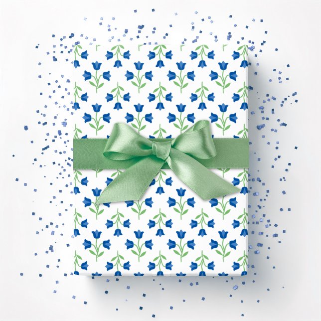 Papel De Presente Topsy Tulip em Azul e Verde (Criador carregado)