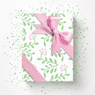 Papel De Presente Torção de Frutas em Rosa e Verde