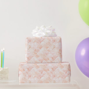 Papel De Presente Torna-se Rosa Toranja Pêssego Escamas Brancas Aniv