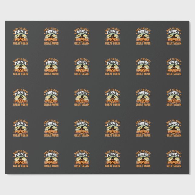 Papel De Presente Torne a Abóbora Grande Novamente Design de Hallowe (Aberto)