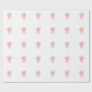 Papel De Presente Torneio no forno chá de fraldas cor-de-rosa, cor-d