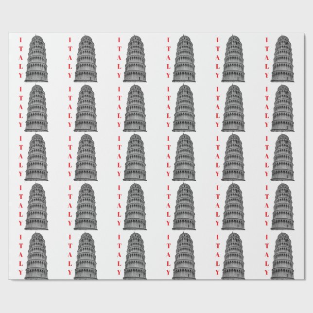 Papel De Presente Torre de Pisa Itália Preto e Branco (Aberto)