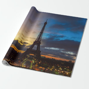 Papel De Presente Torre Eiffel de Trocadero durante a noite
