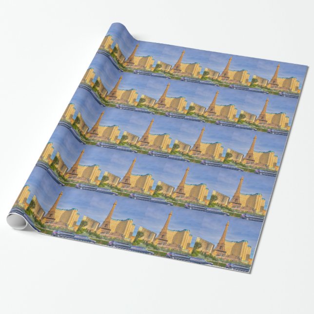 Papel De Presente Torre Eiffel Las Vegas Paris Limousine Nevada (Desenrolado)