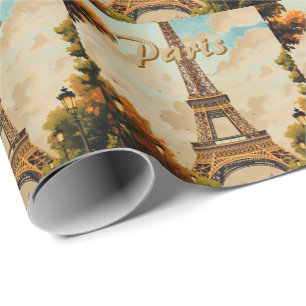 Papel De Presente Torre Eiffel Paris Viagem Estilo Vintage Arte Retr