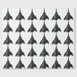Papel De Presente Torre Eiffel Preto e Branco Viagem Europeia