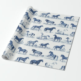 Papel De Presente Torre Elegante Rustic Blue Horse Breile