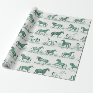 Papel De Presente Torre Elegante Vintage Rustic Green Horse Break
