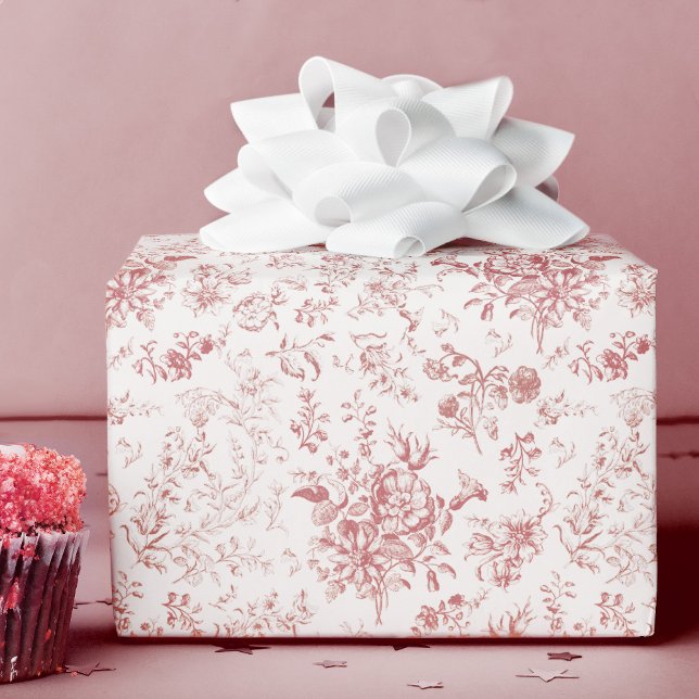Papel De Presente Torre Floral Rosa Elegante Clássico (Criador carregado)
