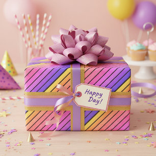 Papel De Presente Torres do pôr do sol do arco-íris retrógrado