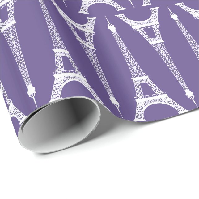 Papel De Presente Torres Eiffel Brancas de Seis Polegadas / Roxo Ult (Ponta do rolo)